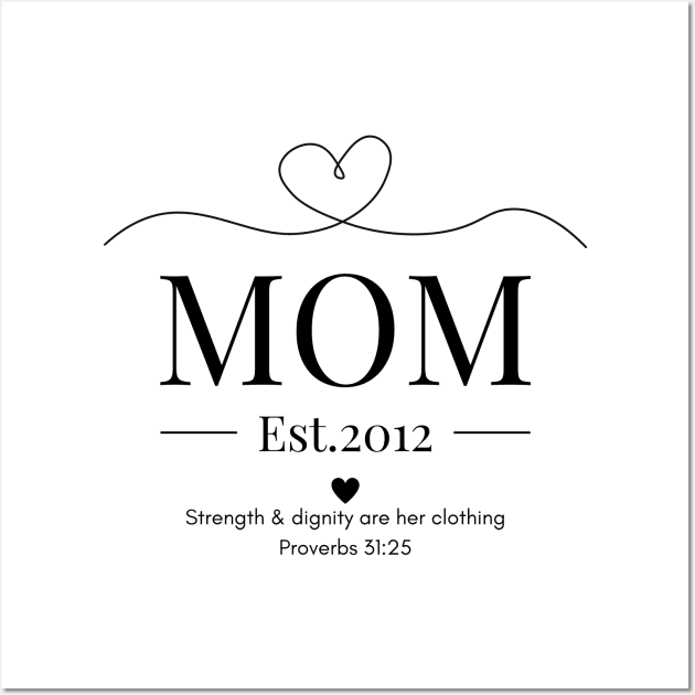 She is Clothed with Strength & Dignity Mom Est 2012 Wall Art by Beloved Gifts